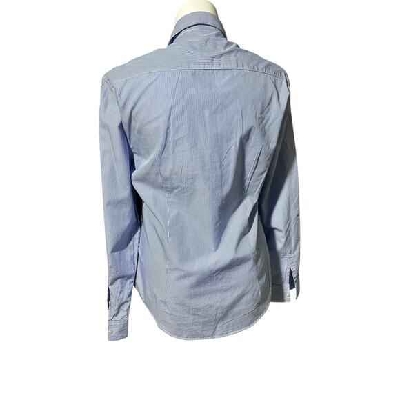 Calvin Klein Blue White Classic Striped Button Down Shirt NWT Roll Tab Sleeve - Picture 3 of 16